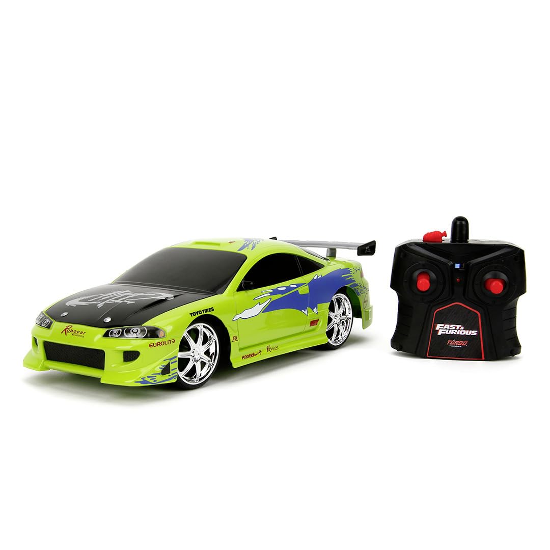 Jada Toys Fast & Furious 1:16 Scale Remote Control RC Car - 1995 Mitsubishi Eclipse Diecast Model for Kids & Adults - Perfect for Racing, Collecting & Movie Fans