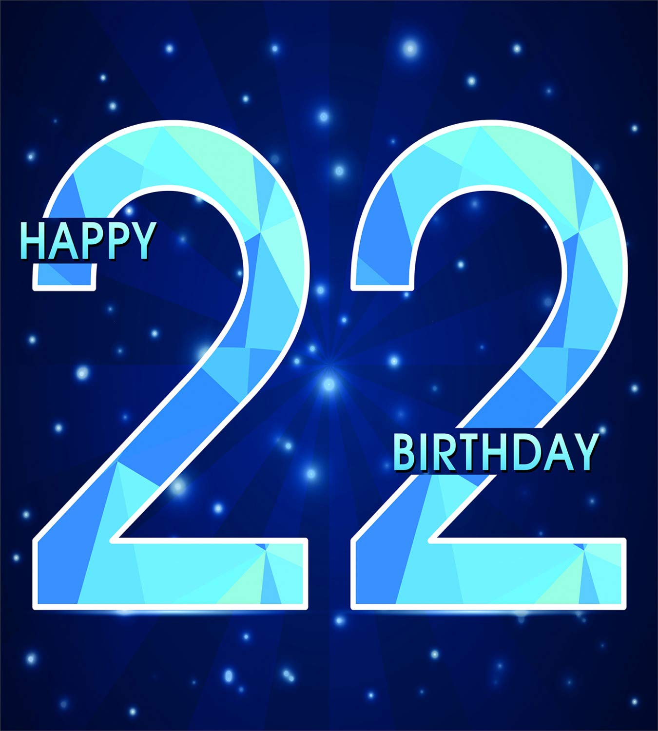 Ambesonne 22nd Birthday Duvet Cover Set - Happy Age Anniversary Theme with Digital Polygon Star Design | 3-Piece Bedding Set Includes 2 Pillow Shams | California King Size in Dark & Sky Blue | Perfect for Birthday Gifts, College Dorm Decor & Modern Bedroom Styling