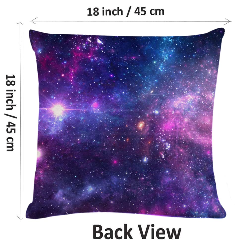 Galaxy Space Square Throw Pillow Covers 18x18 Inch - Decorative Sofa Cushion Cases for Bed, Couch & Home Decor | Modern Celestial Living Room & Bedroom Accent Pillows