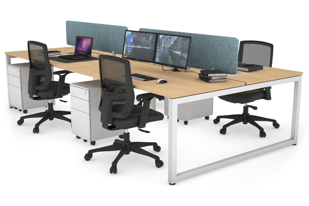 Quadro Loop Legs 4-Person Office Workstation - 1400L x 800W with Cable Management Scallop - Perfect for Collaborative Workspaces & Open Office Environments