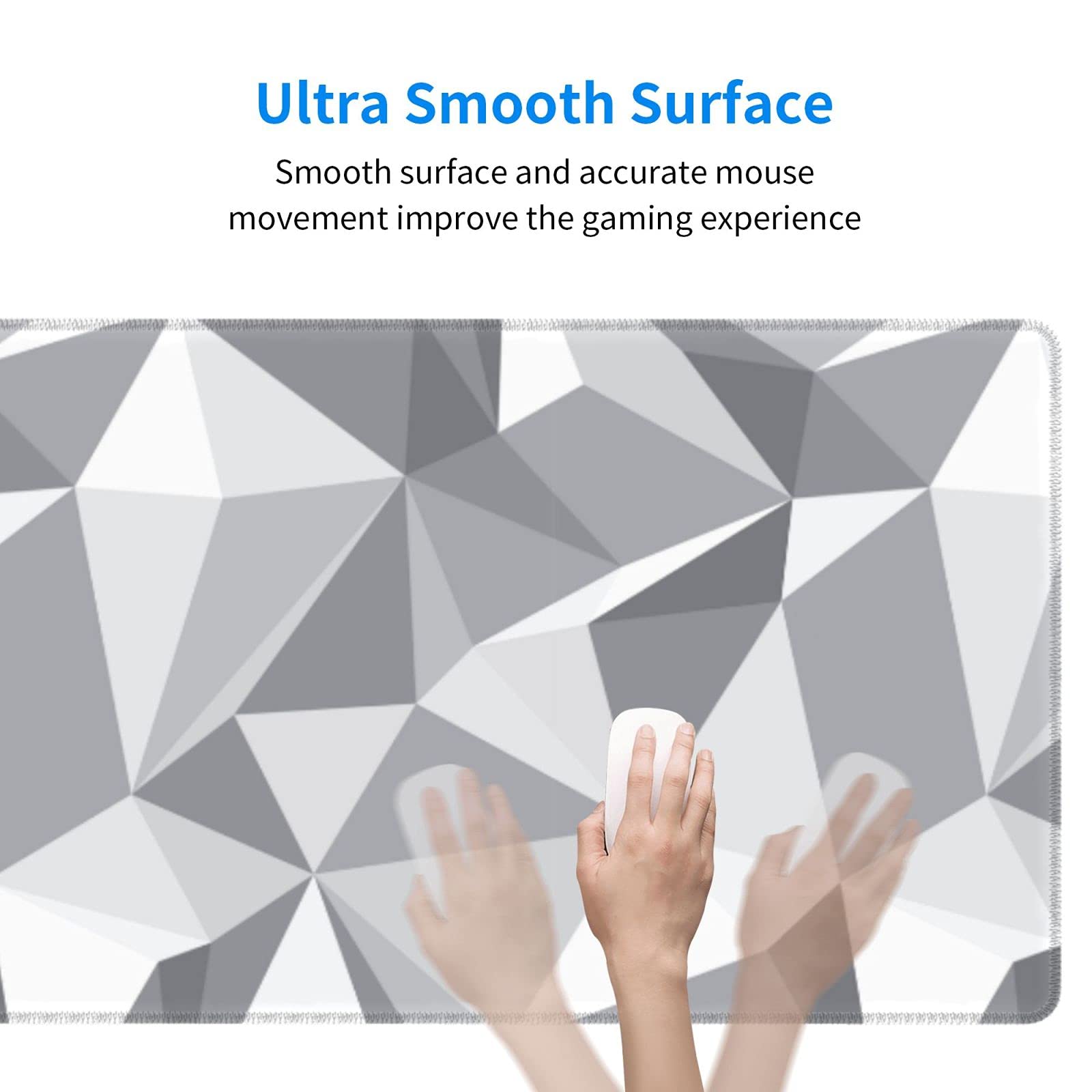 Premium Large XL Gaming Mouse Pad - Non-Slip Gray Geometric Design Extended Desk Mat for PC, Laptop & Office Work | Perfect for Gamers, Programmers & Home Office Decor Accessories