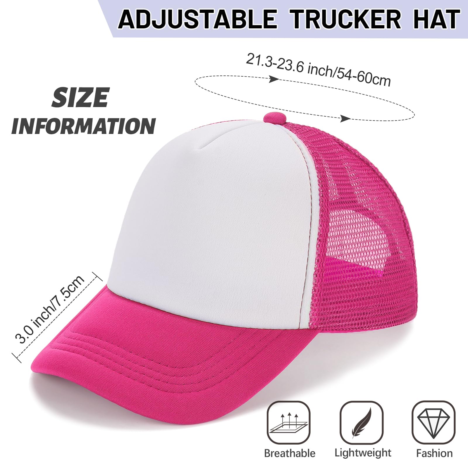 10 Pack Blank Trucker Hats for Sublimation - Adjustable Mesh Baseball Caps for Men & Women - Bulk Customizable Hats for Sports, Outdoor Activities & Promotional Events