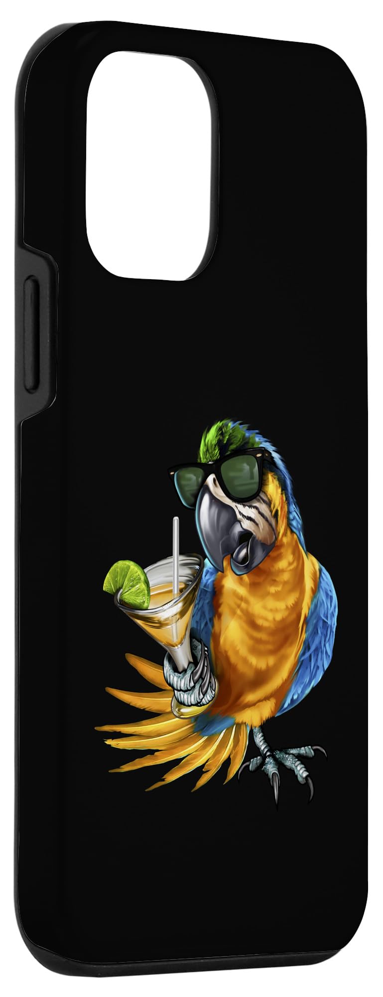 iPhone 12 Mini Case - Macaw Parrot Drinking Margarita Tropical Beach Design | Perfect for Vacation, Summer & Tropical Theme Lovers
