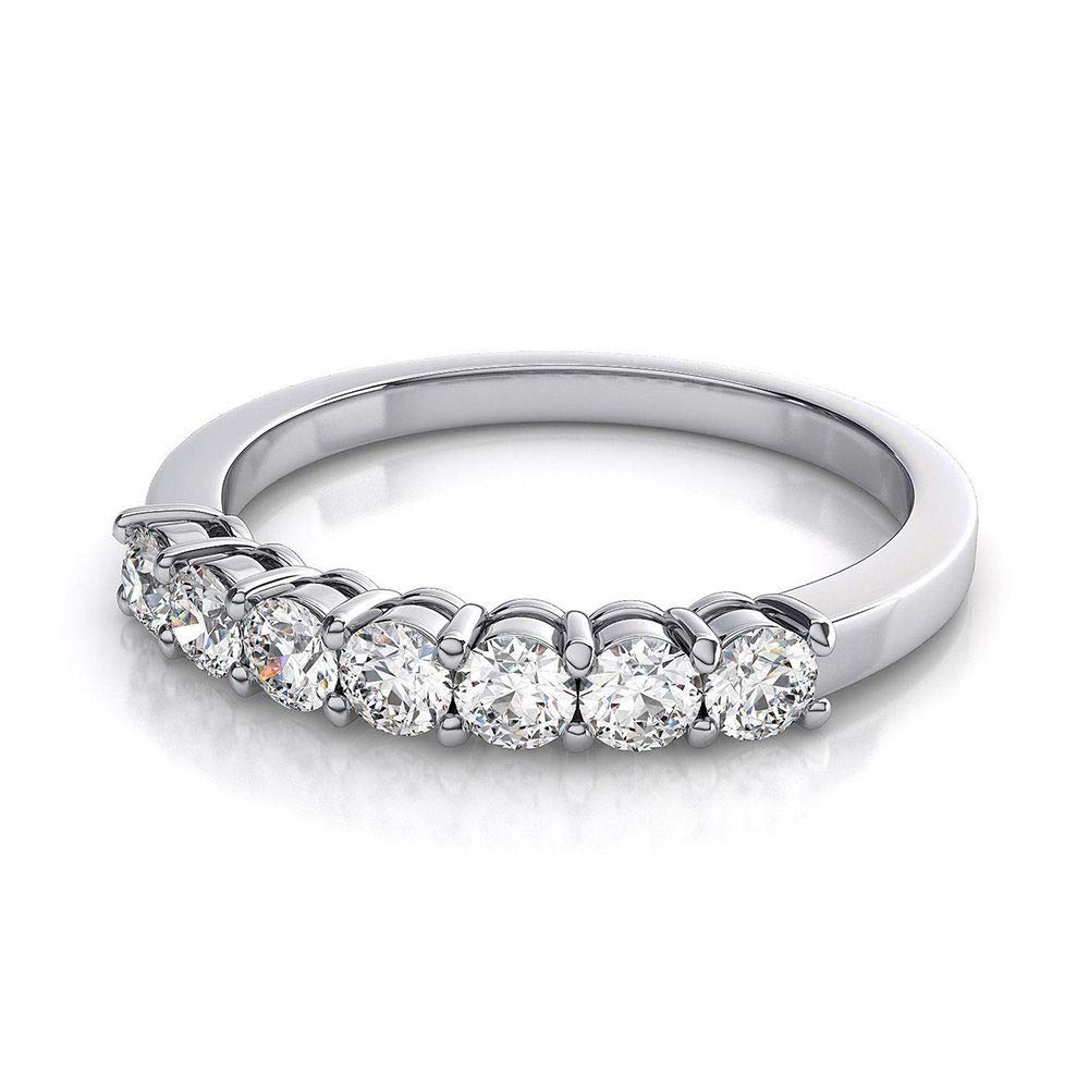1.05 ct Brilliant Round Cut Conflict-Free Genuine Cultured Diamond Ring - VS1-VS2 Clarity, J-K Color, Solid 18K White Gold - Stackable Engagement, Wedding, Promise Band - Art Deco Design for Everyday Wear & Special Occasions