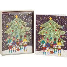 Festive Christmas Carolers Greeting Cards - Set of 10 Large Embellished Holiday Notecards with Envelopes - Perfect for Holiday Wishes, Party Invitations & Seasonal Decorations