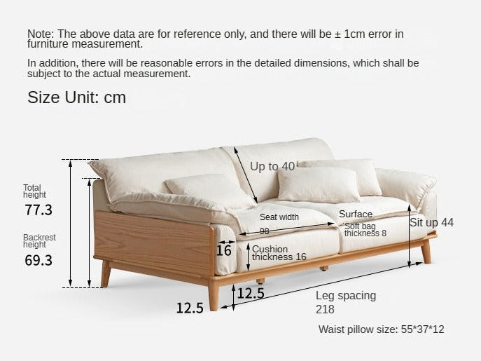 Premium Oak Solid Wood Sofa with High-Tech Fabric & Cotton Linen Finish - Modern Living Room Furniture for Home & Office Comfort