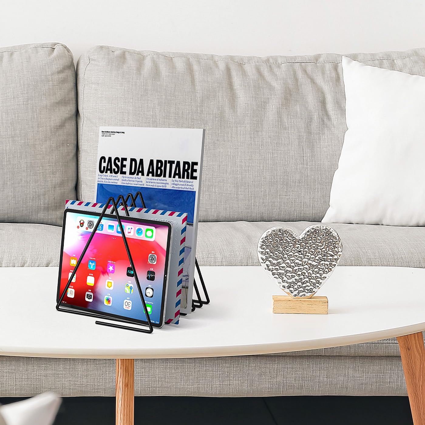 2-Pack Metal Triangle Desk File Organizer - 7-Slot Desktop Magazine Holder & Document Sorter for Office, School, Home - Black (Perfect for Organizing Papers, Books, and Office Supplies)