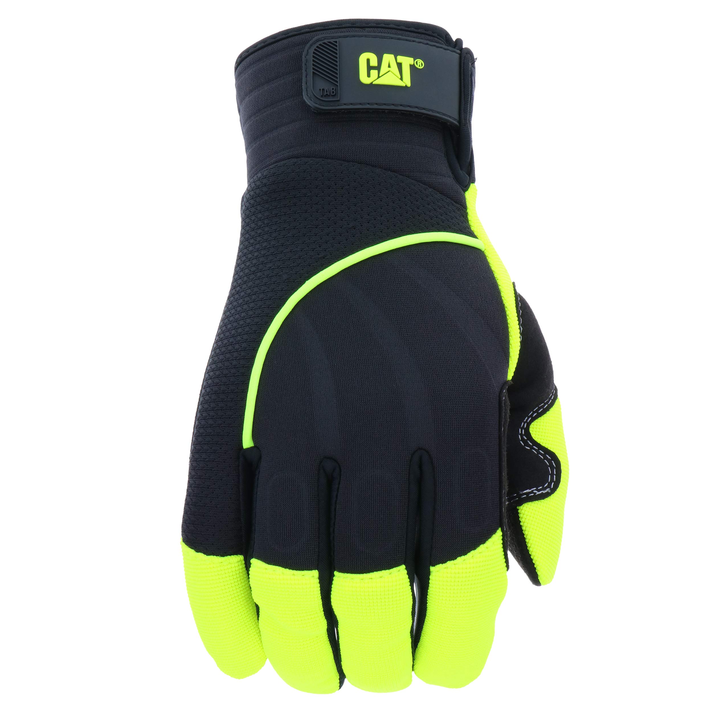Cat® CAT012224 Hi-Visibility Work Gloves - Green, X-Large, Synthetic Palm with Touchscreen Fingertips, Adjustable Wrist Strap & Padded Protection | Ideal for Construction, Warehouse, Outdoor Work & Cold Weather Use