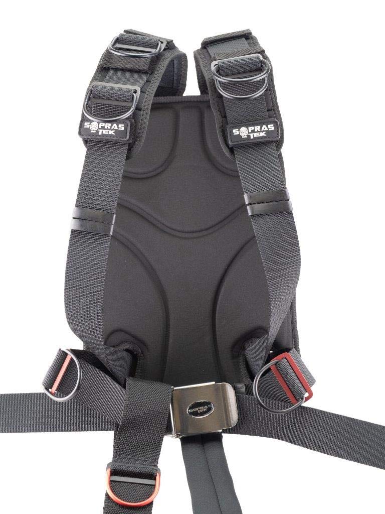 Sopras Tek Padded Scuba Diving Harness with Black Coated Aluminum Plate & Rings - Small Size | Perfect for Underwater Exploration, Snorkeling, and Dive Training
