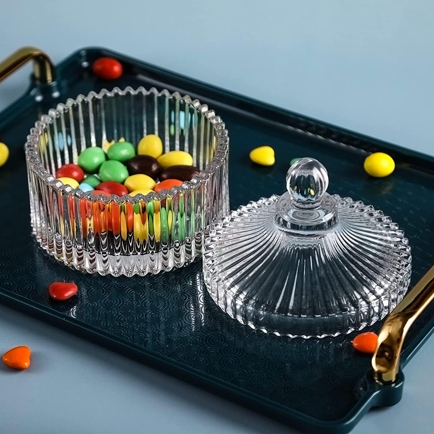 Crystal Candy Jar with Lid - Decorative Glass Storage for Home & Desk
