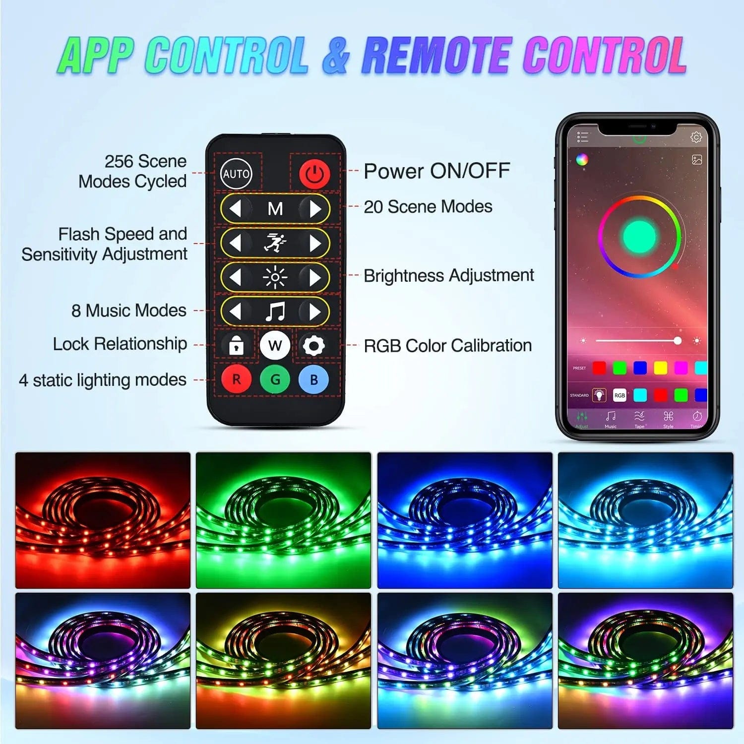 60 Inch 135 LEDs RGBIC Smart LED Strip Lights with App & RF Remote Control - 3 Pack for Bedroom, Gaming Room, and Home Decor Lighting