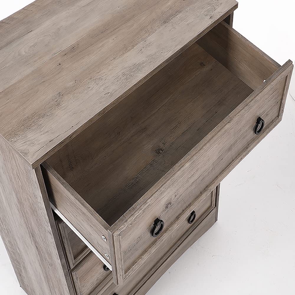 Modern 4-Drawer Dresser for Bedroom - Tall Chest of Drawers with Easy Pull Handles & Textured Borders | Gray Closet Organizer & Clothing Storage Solution | Perfect for Living Room, Hallway & Bedroom Organization