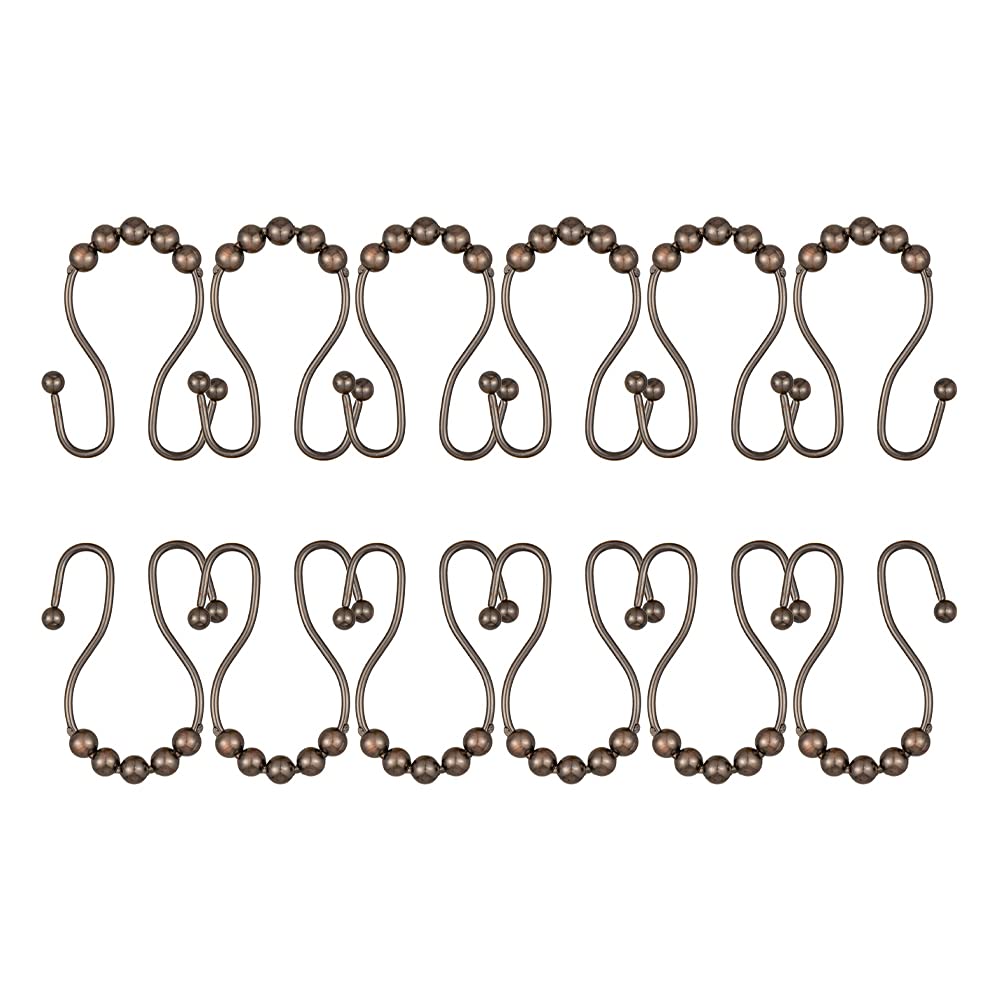 Utopia Alley Double Shower Curtain Hooks - 12 Pack Rustproof Bathroom Shower Rings for Curtains & Liners in Oil Rubbed Bronze - Perfect for Bathroom Organization & Space Saving
