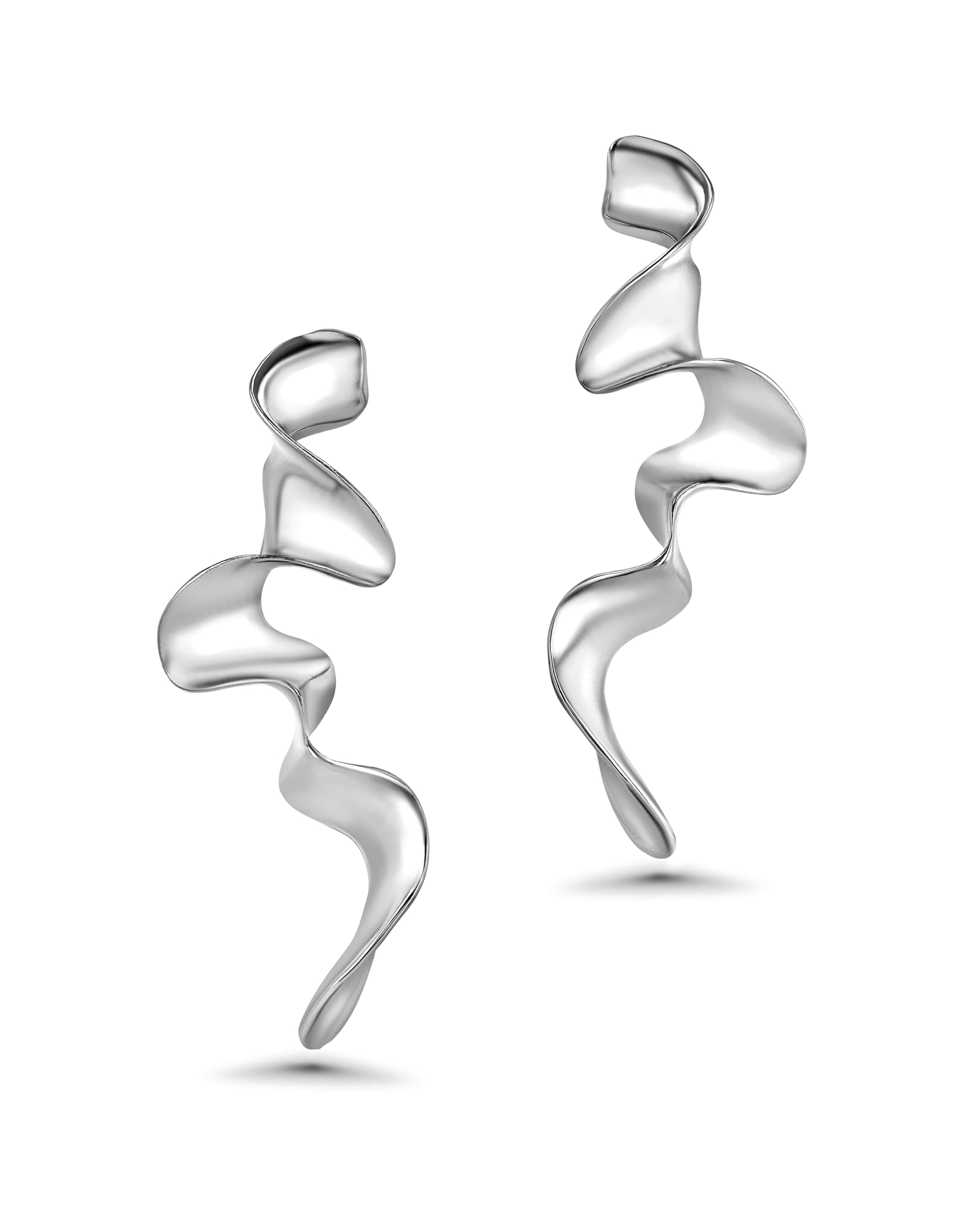 SNGIA Large Silver Spiral Geometric Statement Earrings for Women - Chunky Boho Vintage Drop Dangle Earrings - Fashion Jewelry Gifts for Parties, Weddings & Special Occasions
