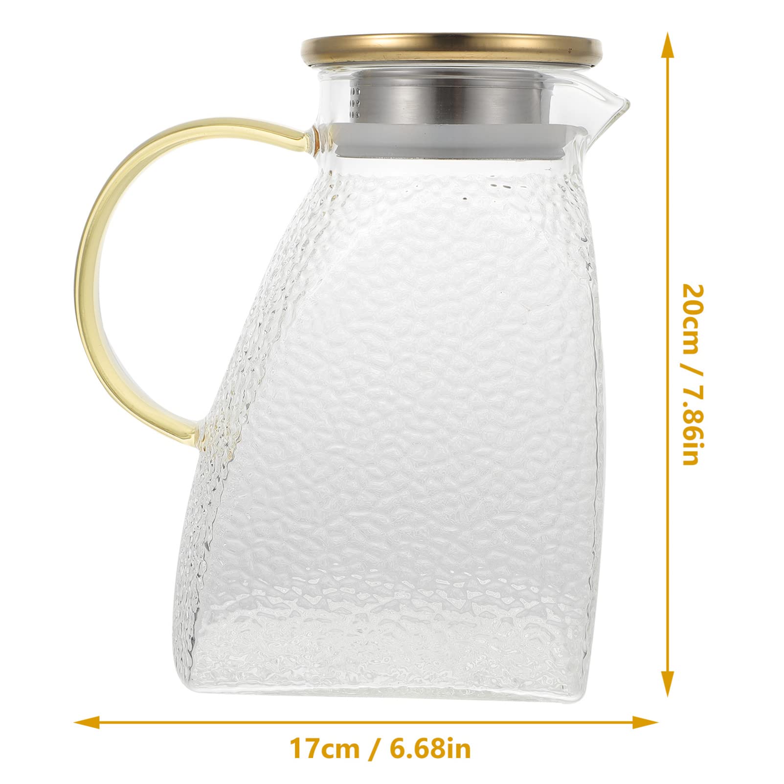 Premium Hemoton Glass Cold Water Jug - 1PC Transparent Glass Teapot, Juice Water Pot, Stainless Steel Flower Teapot | Perfect for Iced Tea, Summer Drinks & Home Decor