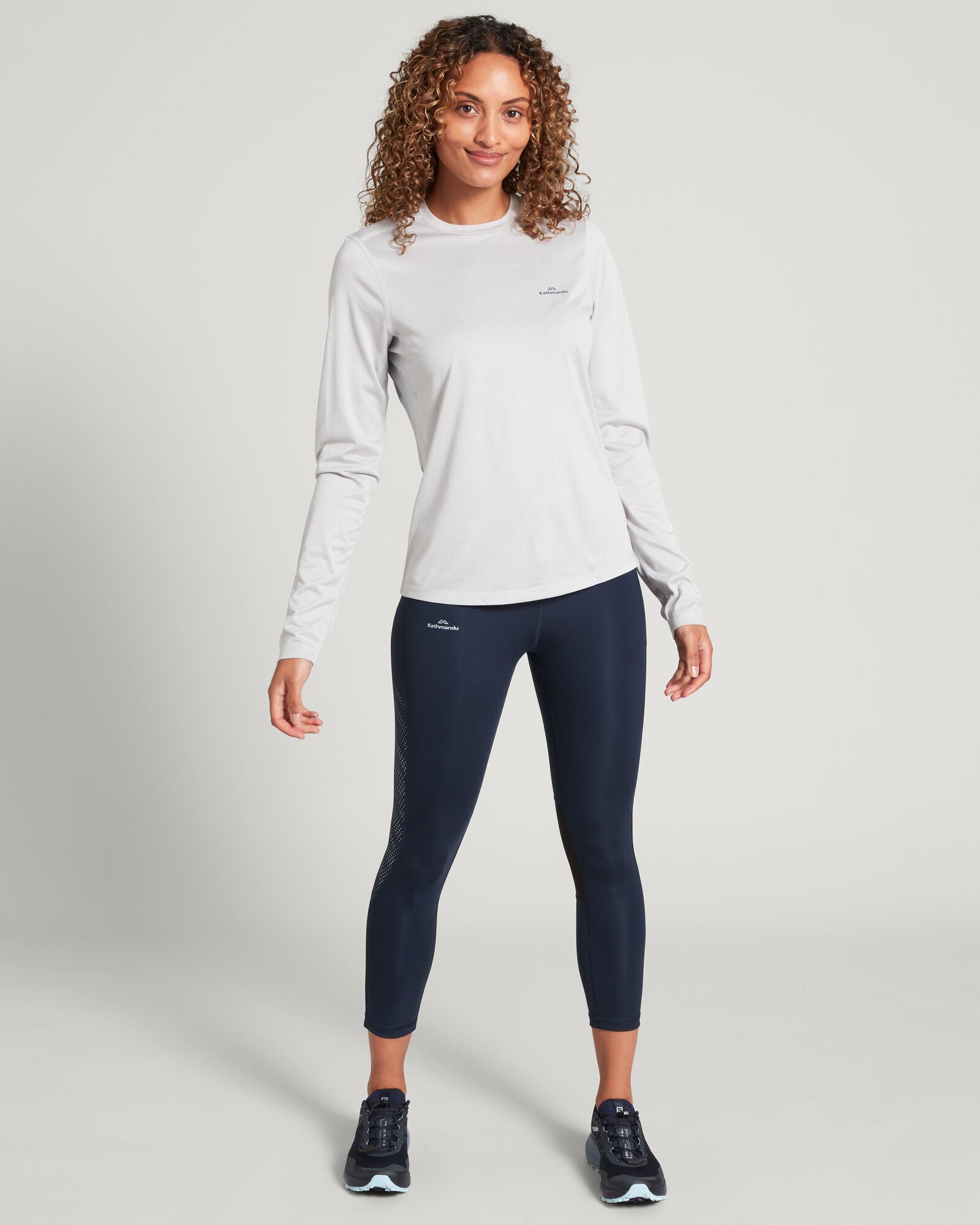 Accion Women's DriMOTION Long Sleeve Active T-Shirt - Breathable Moisture-Wicking Workout Top - Mid Grey Marle - Perfect for Running, Yoga & Gym Training