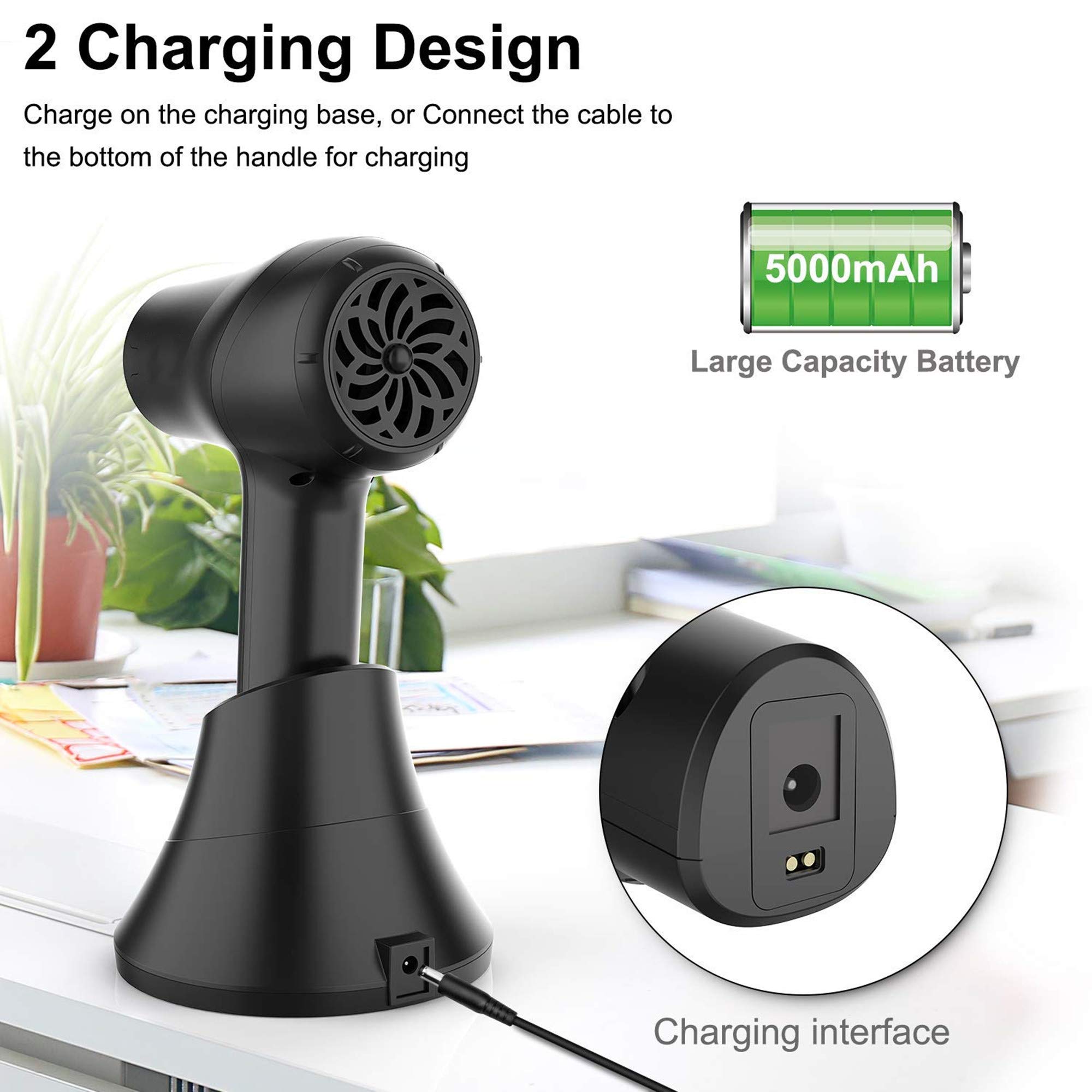 Portable Cordless Hair Dryer - Rechargeable Blow Dryer with Hot & Cold Air Settings & Diffuser Attachment | Wireless Hair Styling for Travel, Home Use & Salon Professionals