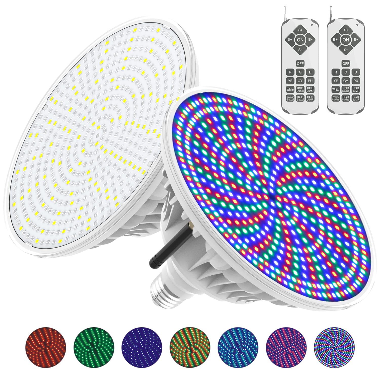 MORSEN 45W LED Pool Light with Remote Control - 120V RGB Color Changing Bulb for Inground Pools, E26/E27 Base Compatible with Pentair & Hayward Fixtures (2-Pack) - Perfect for Backyard Pool Parties & Night Swimming
