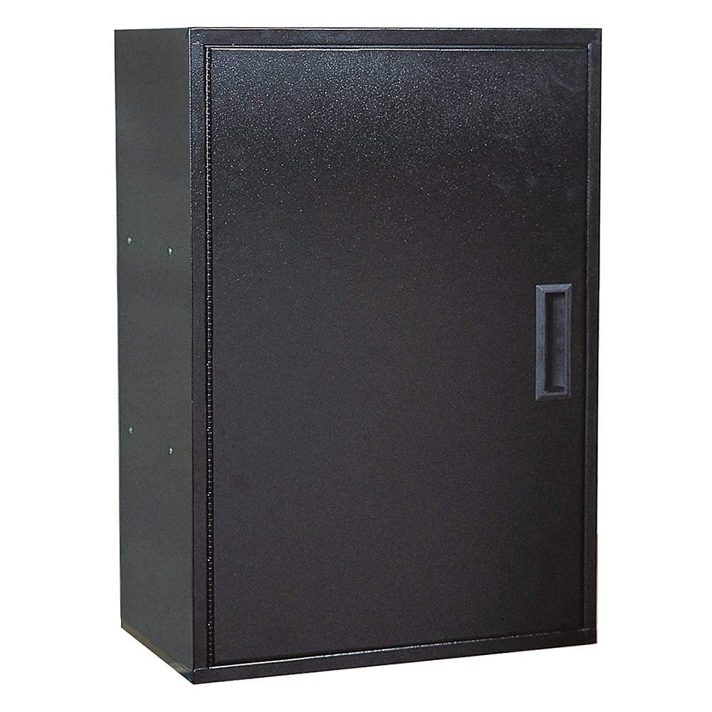 Black One Door Metal Storage Utility Cabinet - Perfect for Garage, Basement, and Home Organization