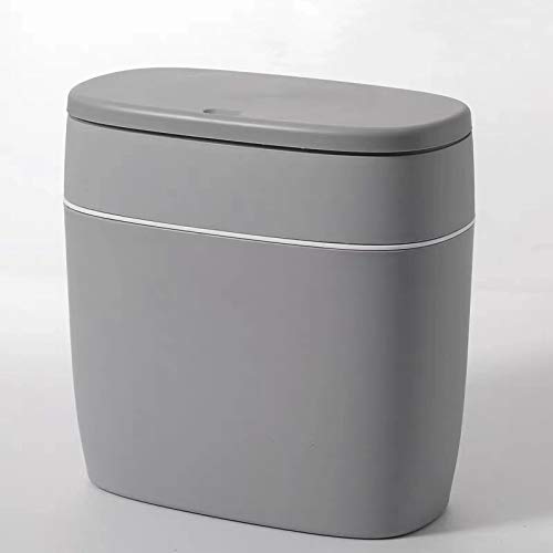 CY Craft 10L/2.6 Gallon Plastic Trash Can with Lid - Modern Grey Waste Basket for Bathroom, Kitchen, Office & Small Spaces - Slim Design Fits Narrow Areas - Perfect for Home, Office & Commercial Use