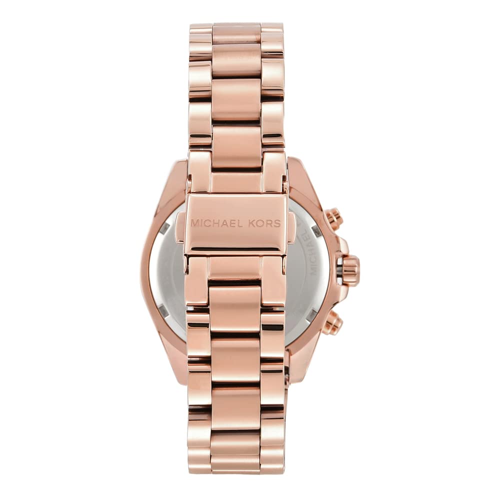 Michael Kors Bradshaw Women's Stainless Steel Chronograph Watch - Gold-Tone with Leather Band, Fashion Luxury Timepiece for Everyday Wear & Special Occasions