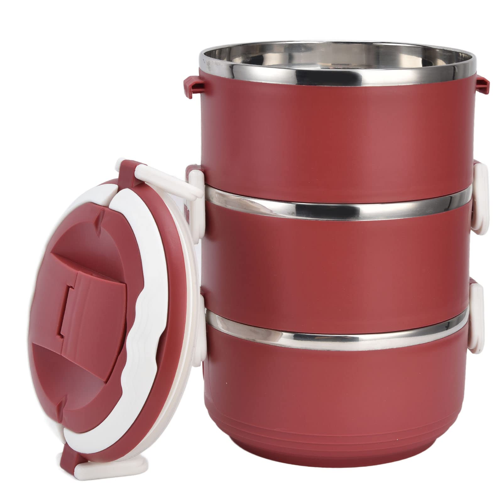3-Layer Stackable Stainless Steel Bento Lunch Box - Insulated & Portable for School, Office, Camping, Picnic - Perfect for Meal Prep, Work Lunches & Outdoor Adventures (Red) - Great Gift for Friends & Family