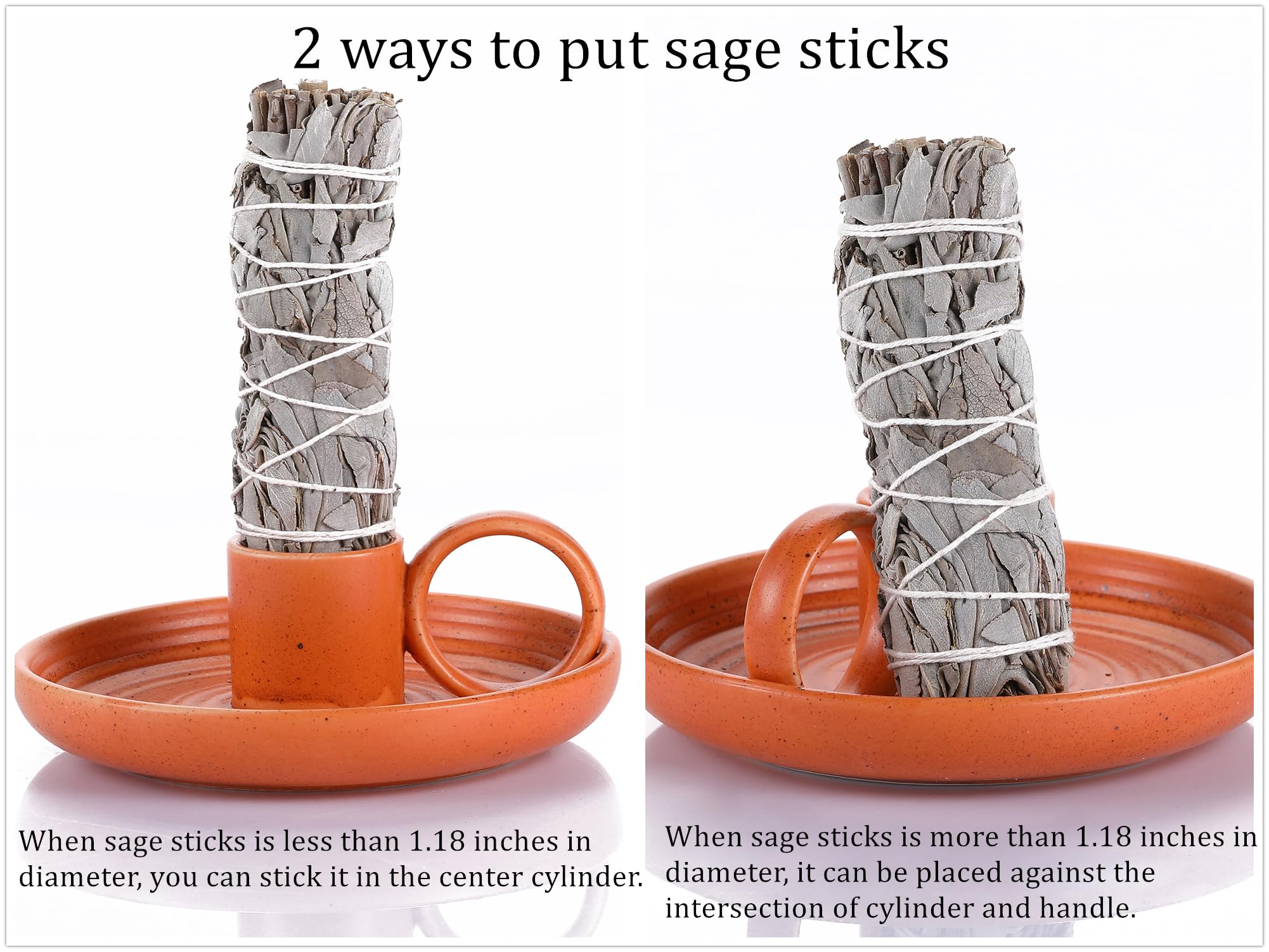 Palo Santo Incense Burner Holder - Sage Smudge Stick & Ash Catcher Bowl for Meditation, Yoga, Healing & Spiritual Cleansing (Orange) - Perfect for Home Altar, Reiki Sessions & Aromatherapy