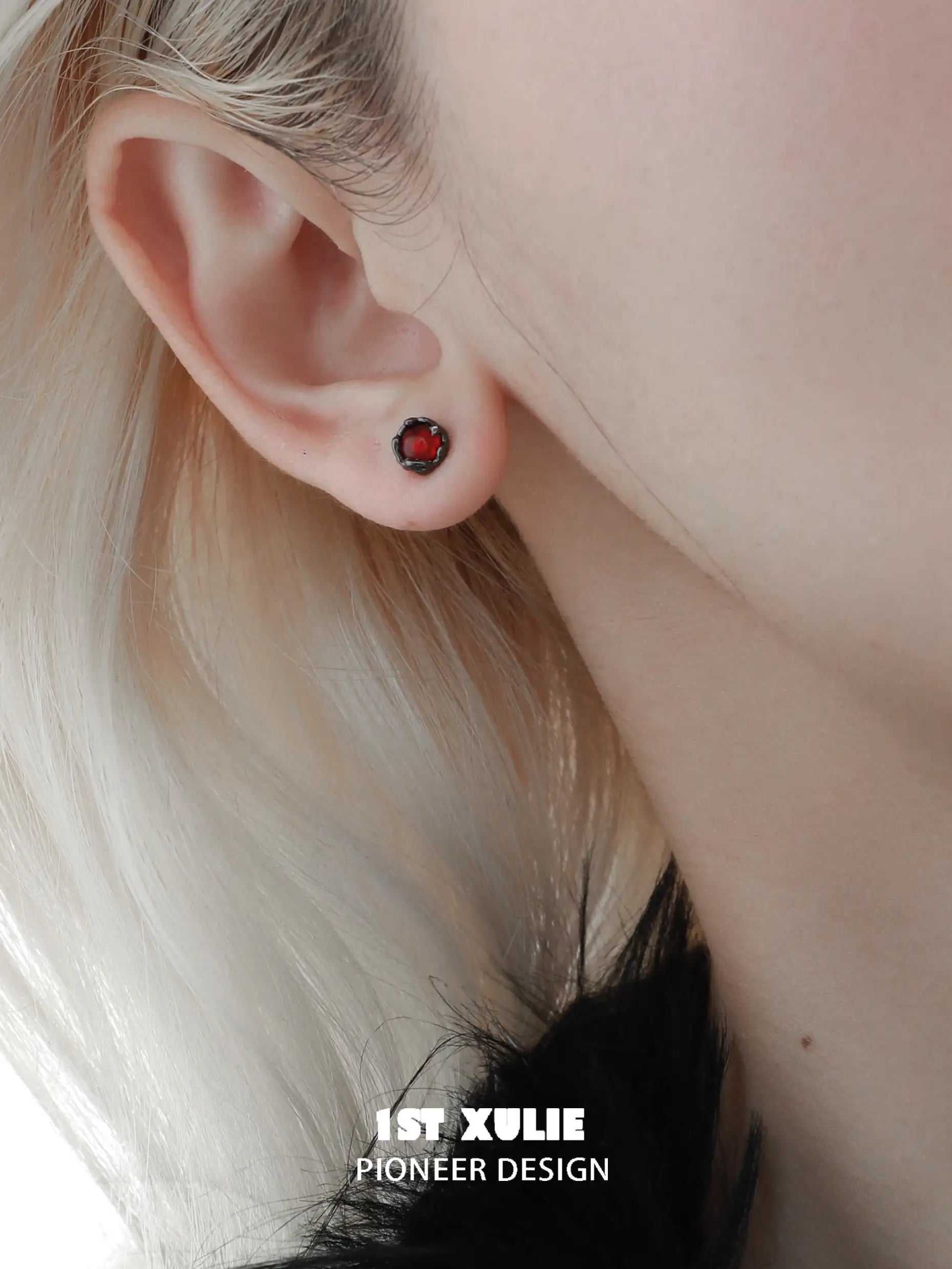 Lucifer Red Crystal 18K Black Gold Cherub Stud Earrings for Women - Elegant Angel Wing Jewelry Gift for Valentine's Day, Anniversary & Special Occasions