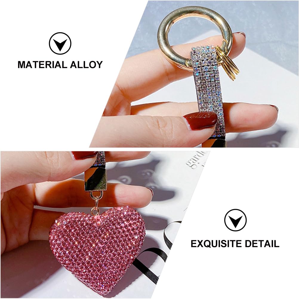 VALICLUD Rhinestone Sparkly Heart Keychain - Shiny Bag Charm Pendant for Women, Handbags, Backpacks & Car Decor - Perfect Gift for Valentine's Day, Birthday & Party Favors