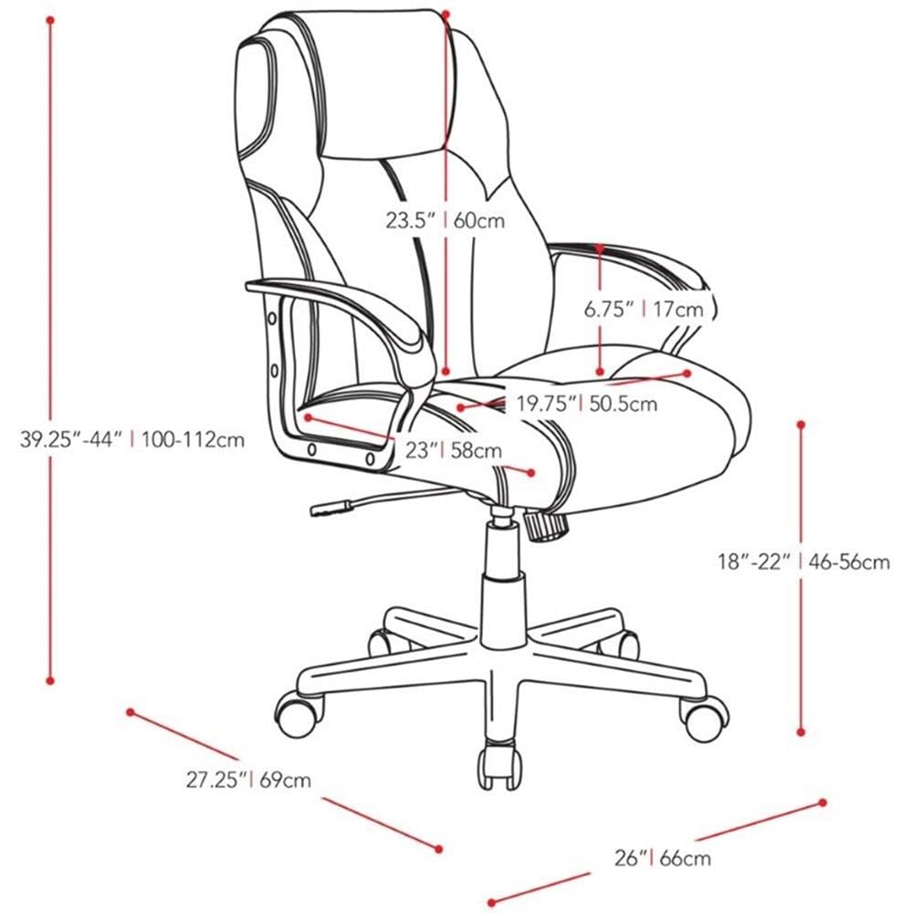 Atlin Designs Adjustable Height Black Polyurethane Managerial Office Chair - Ergonomic Executive Desk Chair for Home Office & Corporate Workspaces