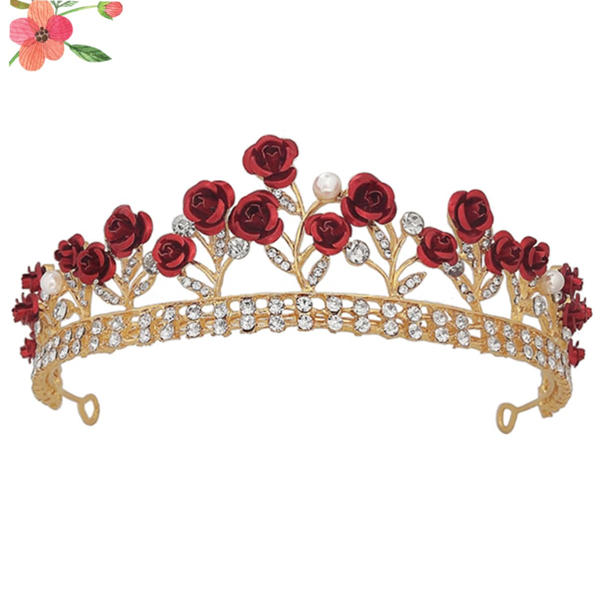 Beaupretty 3-Piece Rose Wedding Headdress Set - Elegant Rose Tiara Crown, Floral Hair Accessories for Brides, Quinceañeras & Halloween Costumes | Perfect for Weddings, Parties & Special Occasions