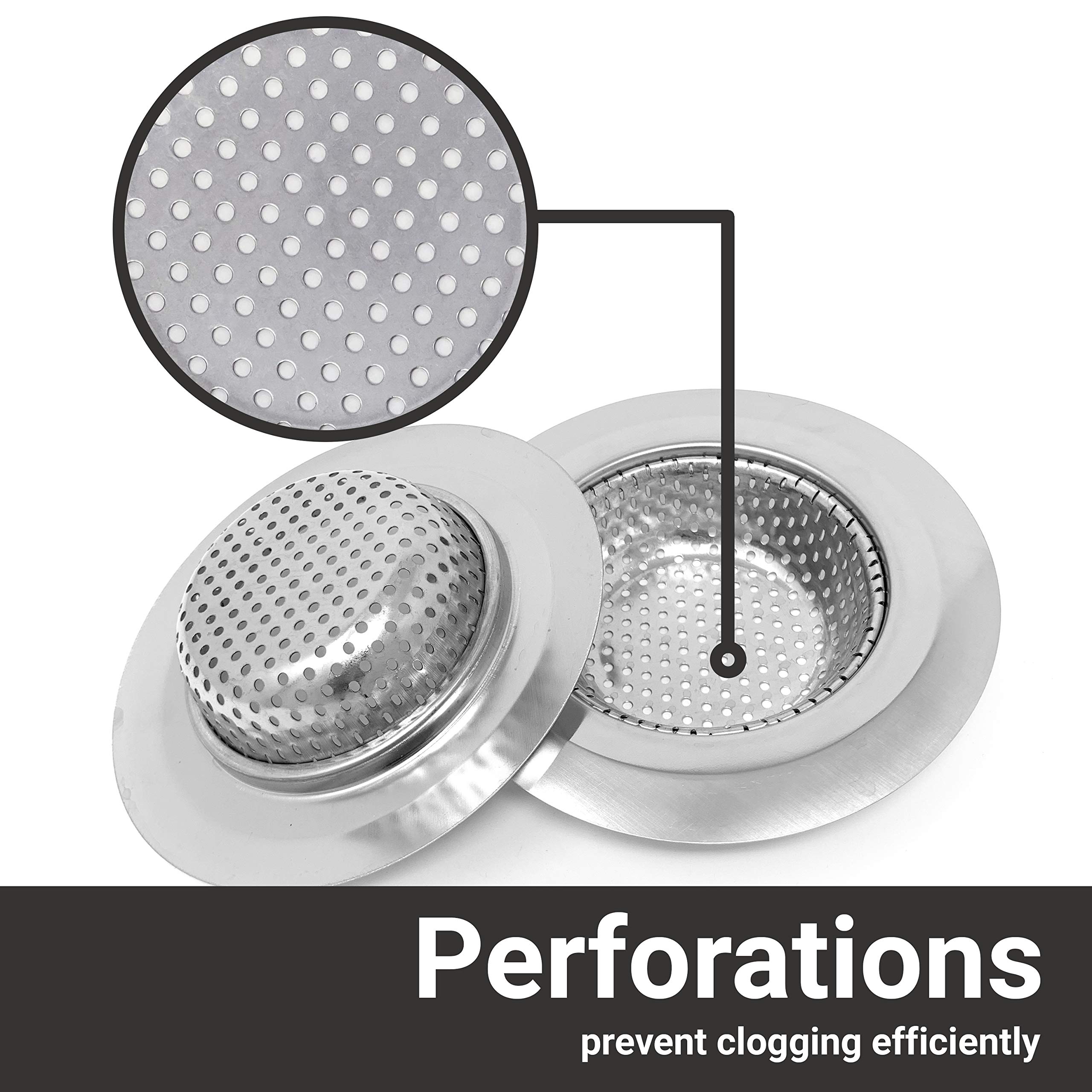 2 Pack Stainless Steel Sink Drain Strainer - 4.5 Inch Kitchen Sink Basket with Fine Mesh for Dishes & Garbage Disposal | Wide Rim Prevents Clogs | Perfect for Kitchen, Bathroom & RV Use