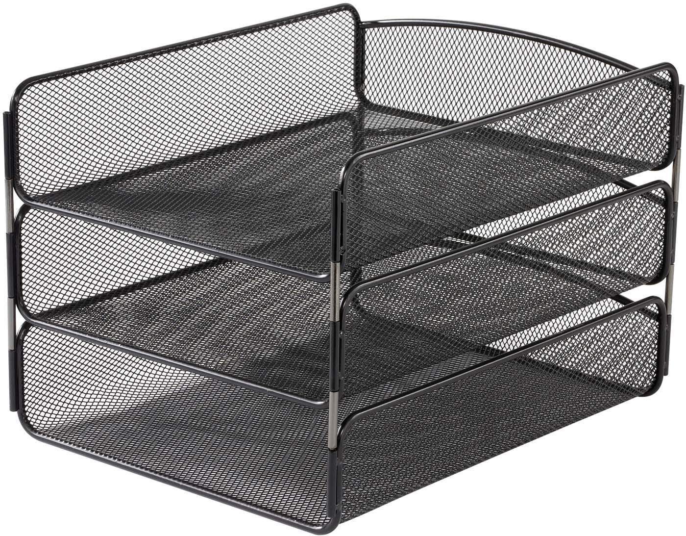 Onyx™ Triple Tray Mesh Desk Organizer - Office Supplies for Pens, Paper Clips & Staples | Perfect for Home Office, School & Workspace Organization