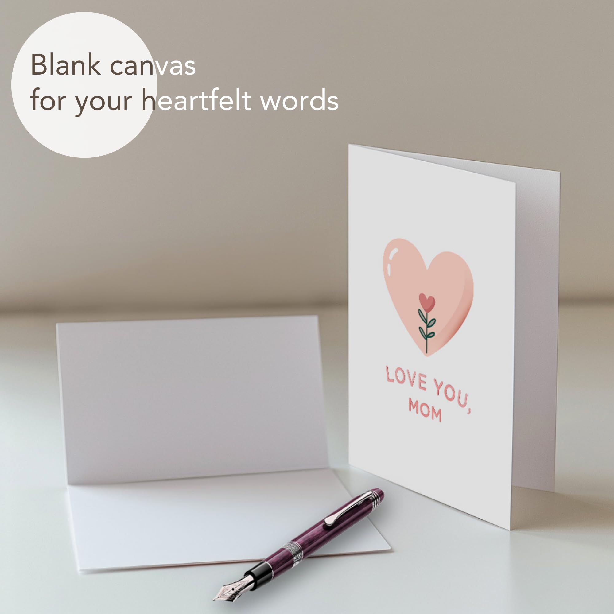 Elegant Rose Gold Mother's Day Card with Envelope - Perfect for Gifting