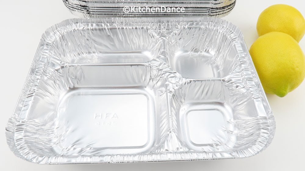 Handi-Foil #4145L Disposable Aluminum 4-Compartment TV Dinner Trays with Board Lid (250 Pack) - Perfect for Meal Prep, Catering, and Frozen Food Storage