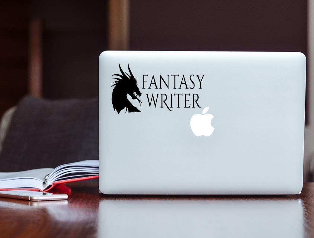 Fantasy Writer Dragon Vinyl Decal Sticker - Waterproof Laptop & Car Decoration for Writers & Fantasy Lovers