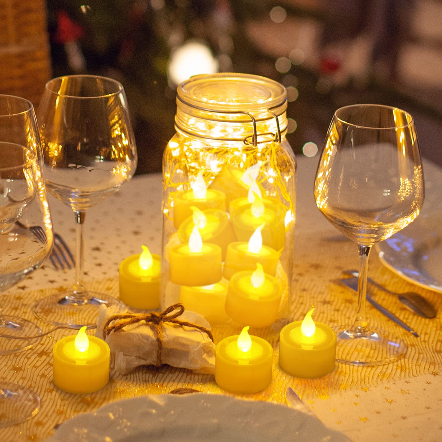 FURORA LIGHTING Ivory White LED Tealight Candles - Pack of 20 Flameless Flickering Battery Operated Candles for Home Decor, Wedding, Party & Holiday - 1.5