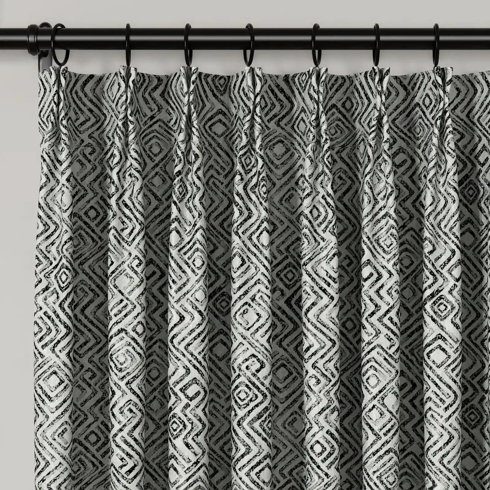 Lydia Scroll Jacquard Pleated Curtains - Elegant Blackout Drapes for Living Room, Bedroom & Office - Premium Textured Window Treatments for Home Decor