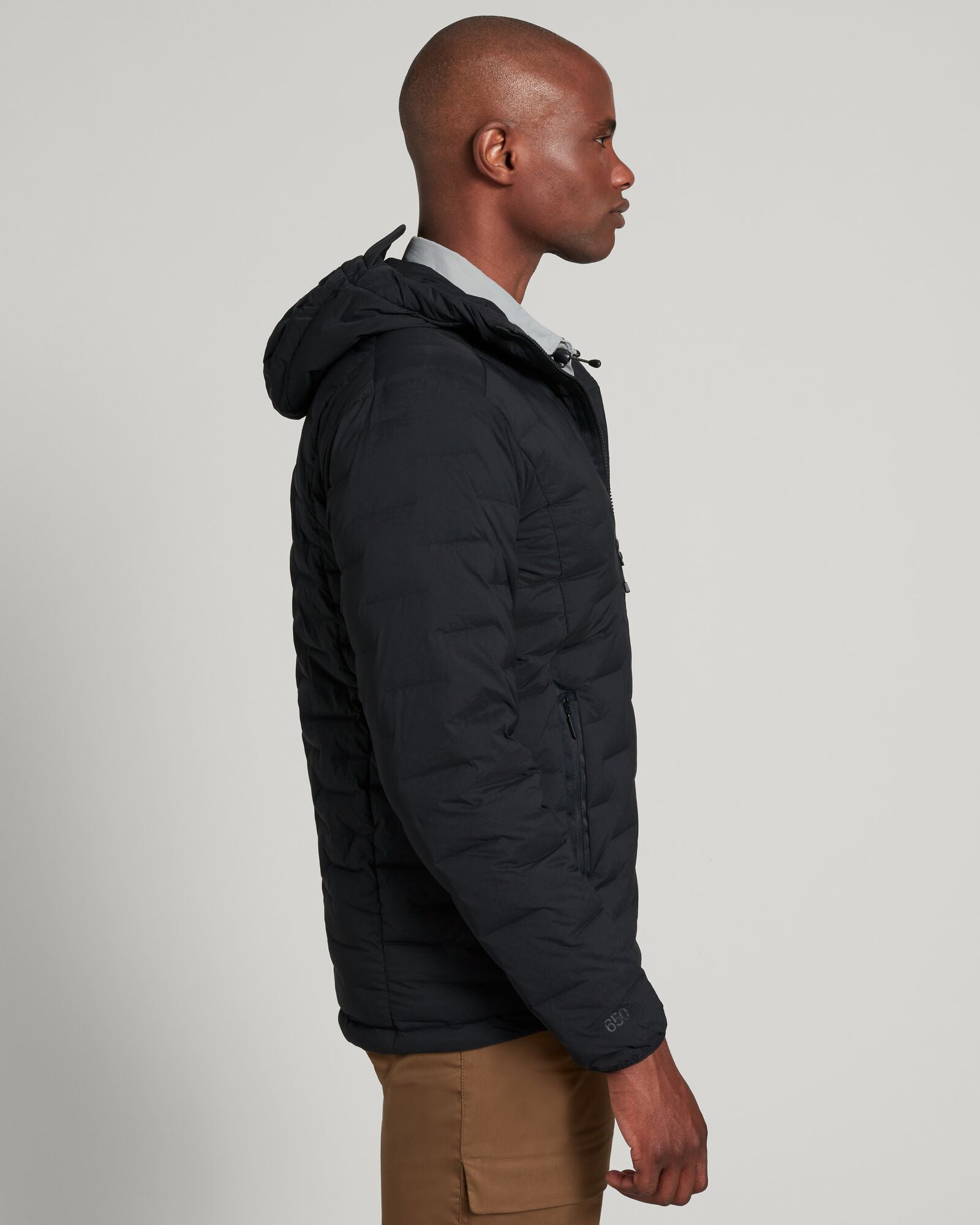 Men's Lightweight Stretch Hooded Down Jacket - Waterproof Winter Coat for Outdoor Activities | Black