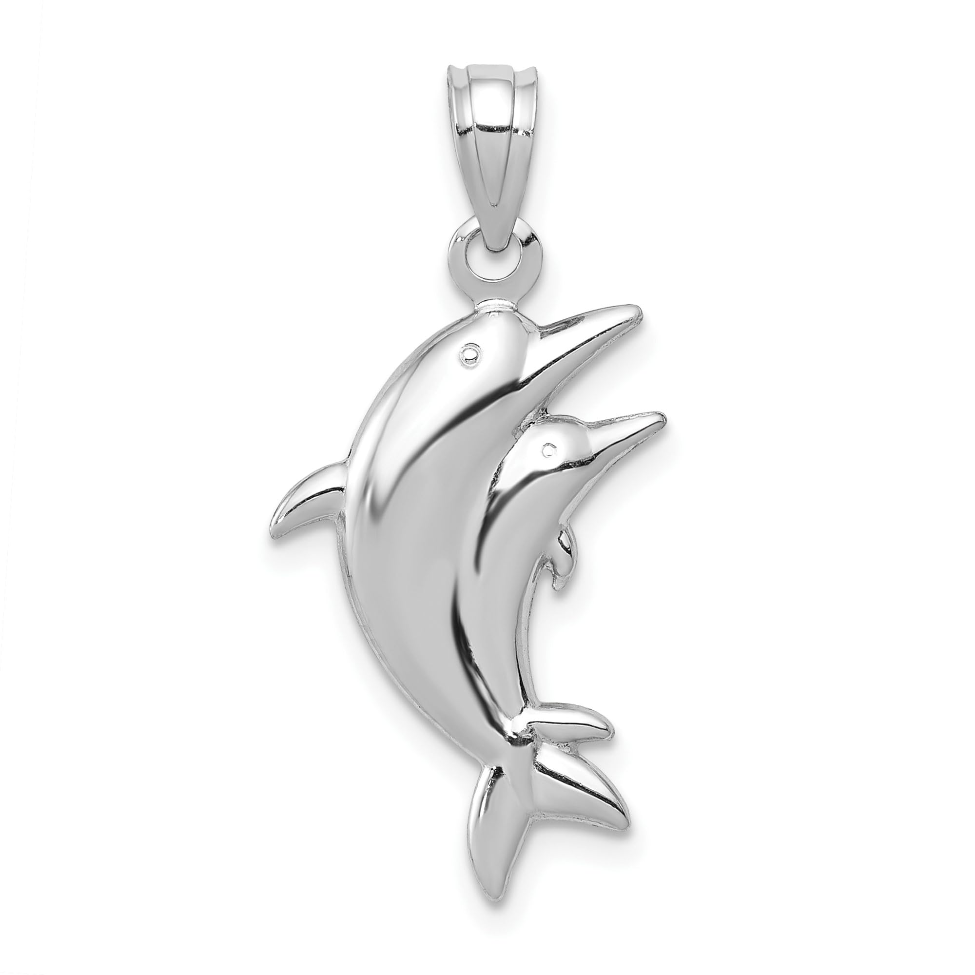 14K Solid White Gold Dolphin Pendant Necklace - Elegant Ocean & Nautical Jewelry for Women, Perfect Gift for Beach Lovers & Summer Fashion Accessories