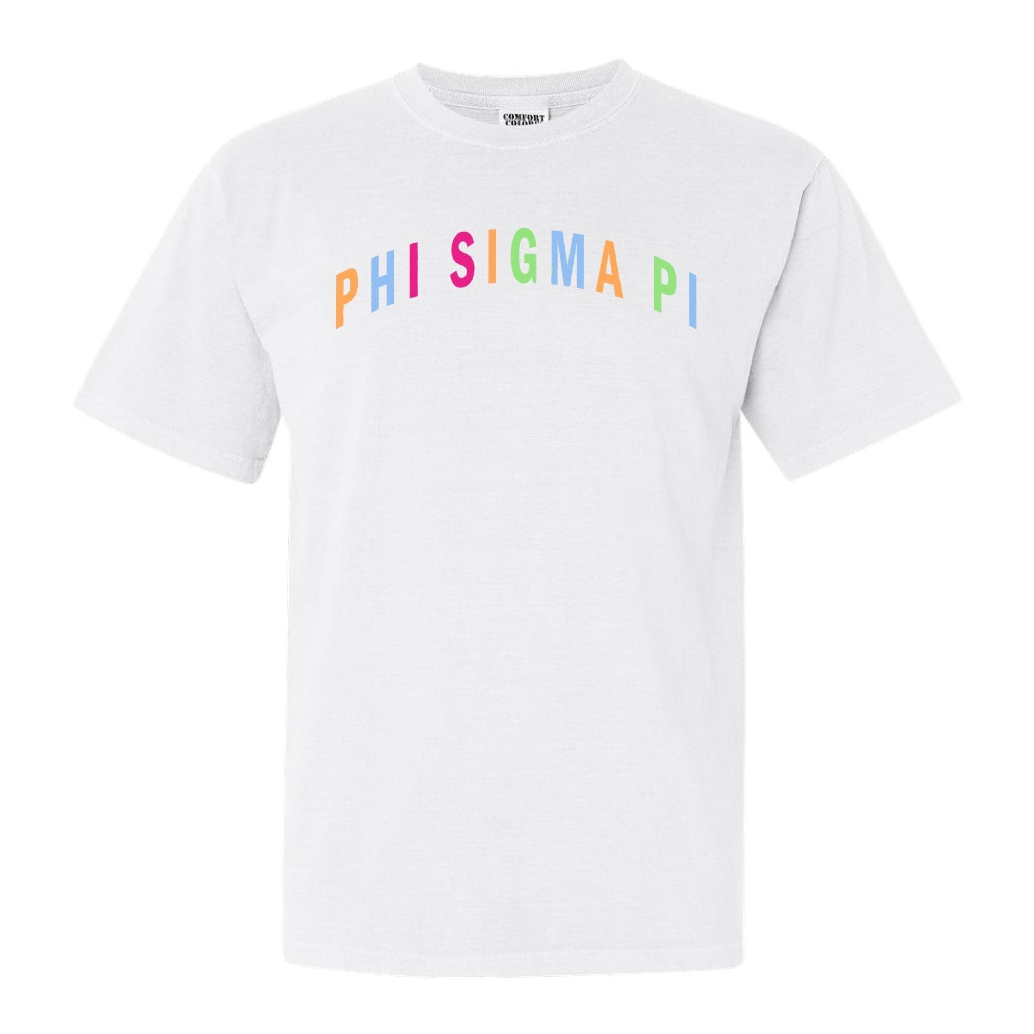 Phi Sigma Pi Greek Rainbow Comfort Colors T-Shirt | Fraternity & Sorority Apparel | Soft Cotton Crewneck Tee for College Events, Rush Week & Greek Life