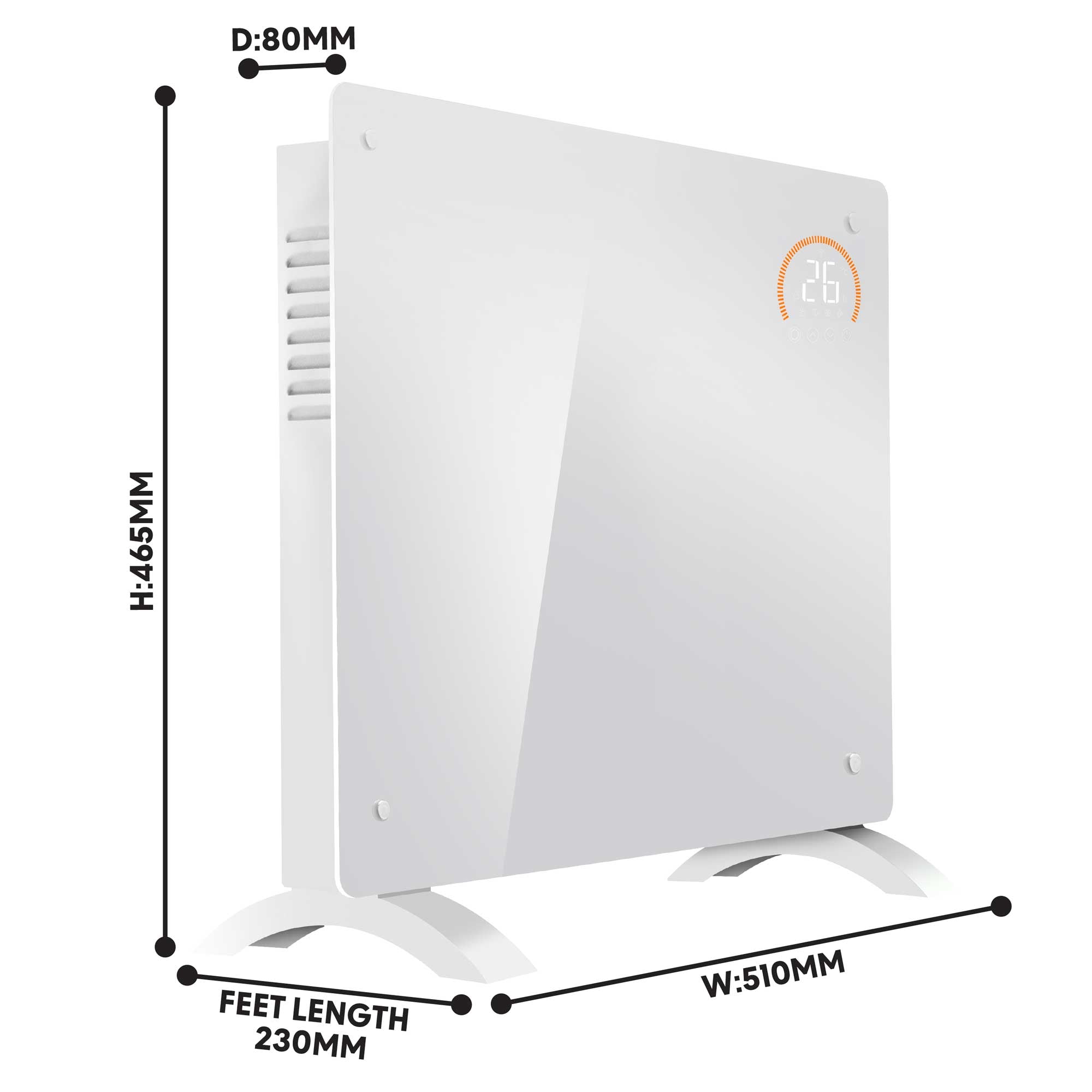 Baridi 1000W Smart WiFi Electric Glass Panel Heater with 24/7 Timer & Remote Control - White Space Heater for Bedroom, Office & Home Use - Model DH136