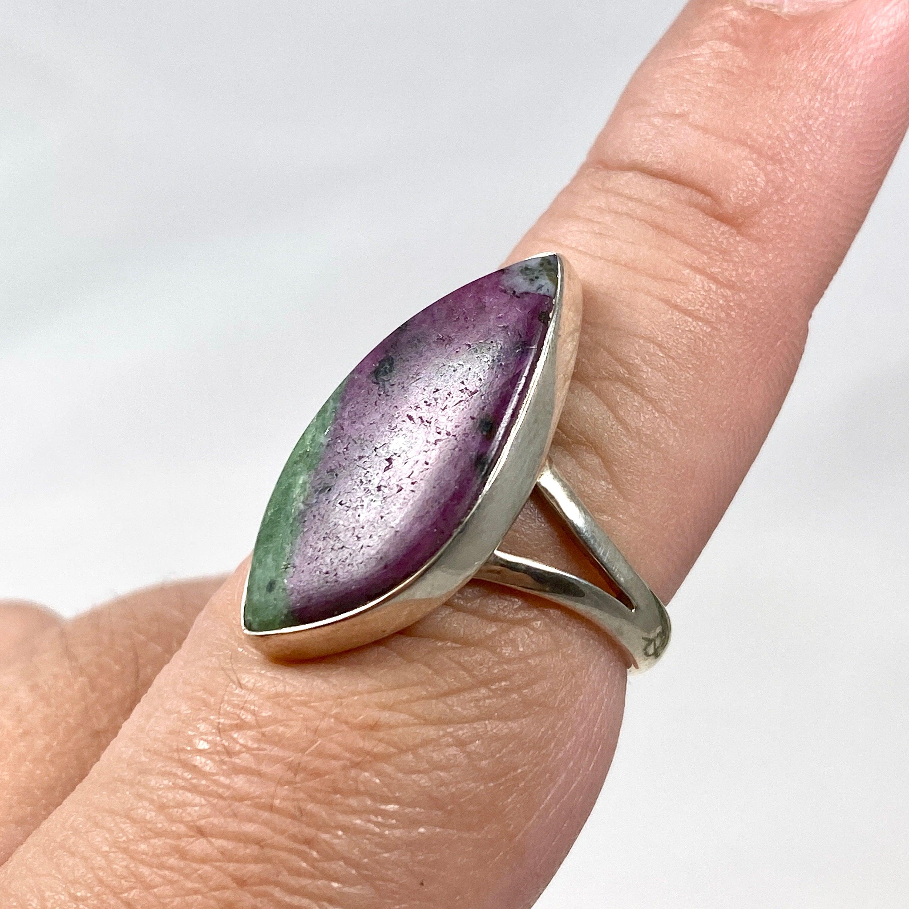 Natural Ruby in Zoisite Marquise Ring - Size 9 - KRGJ2444 - Elegant Jewelry for Women, Perfect for Weddings, Parties & Special Occasions
