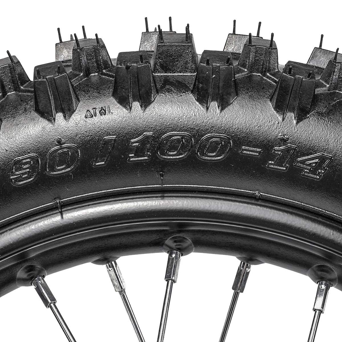 90/100-14 (3.5-14) Rear Wheel Tire & 1.85x14 Rim Inner Tube with 15mm Bearing Assembly for Dirt Pit Bike - Perfect for Off-Road Racing, Trail Riding & Motocross Adventures