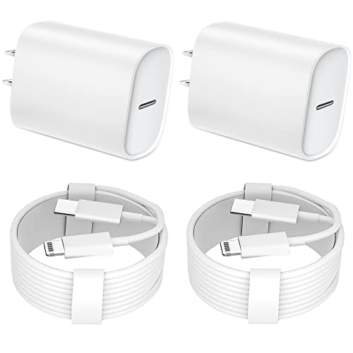 MFi Certified 20W USB C Fast Charger for iPhone 13/12/11/Pro Max/XS/XR/X - 2 Pack with 6.6FT USB C to Lightning Cable - PD Power Delivery Wall Charger Block - Perfect for Home, Office & Travel Charging