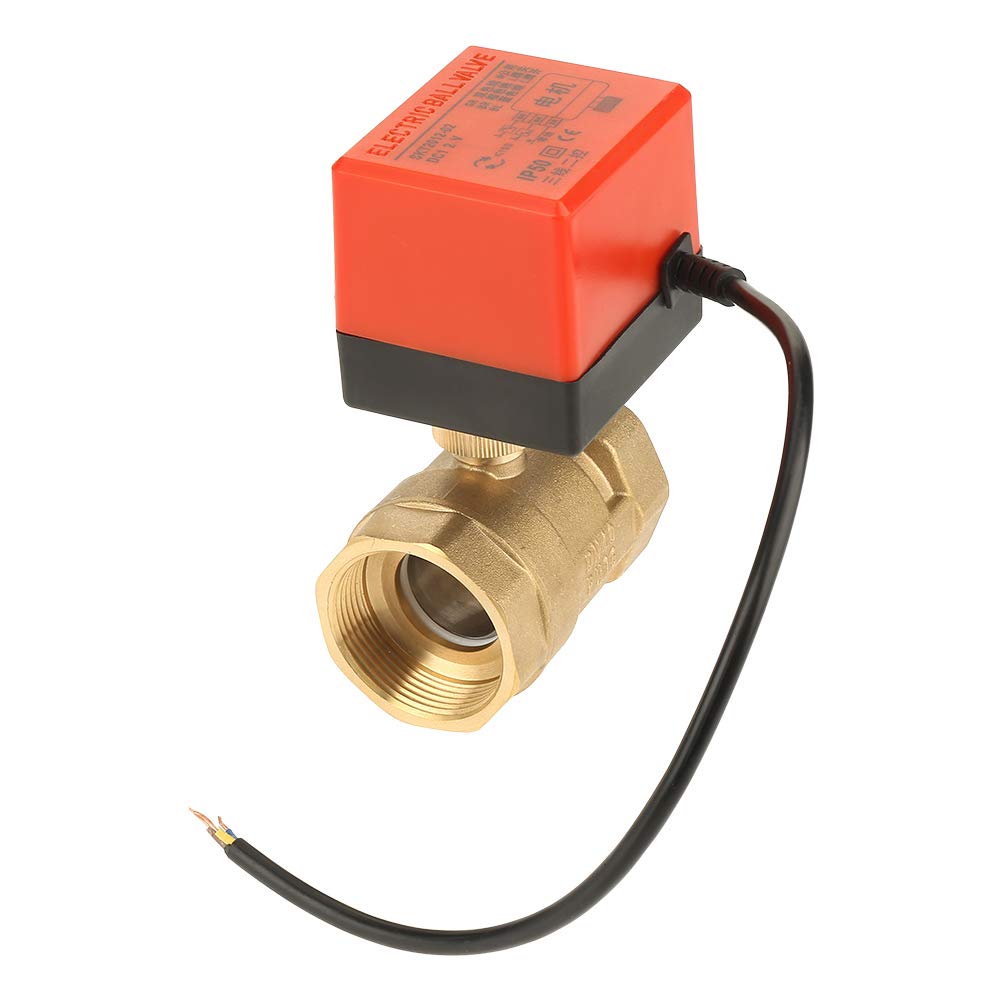 12V DC Motorized Brass Ball Valve, 1-1/2