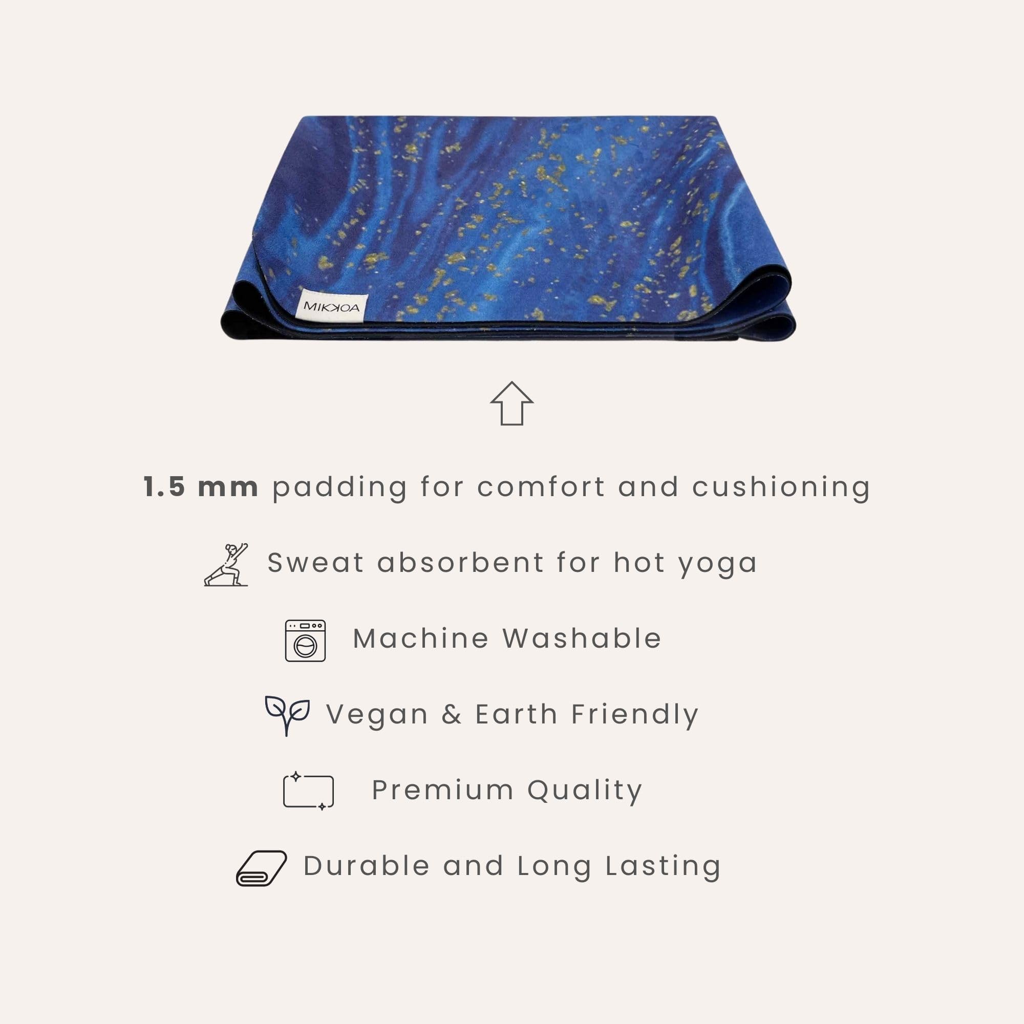 Eco-Friendly Travel Yoga Mat 1.5mm - Foldable & Lightweight Exercise Mat for Yoga, Pilates, Gym, Backpacking & Outdoor Activities | Machine Washable | Perfect for Travel, Yoga Retreats & Home Workouts