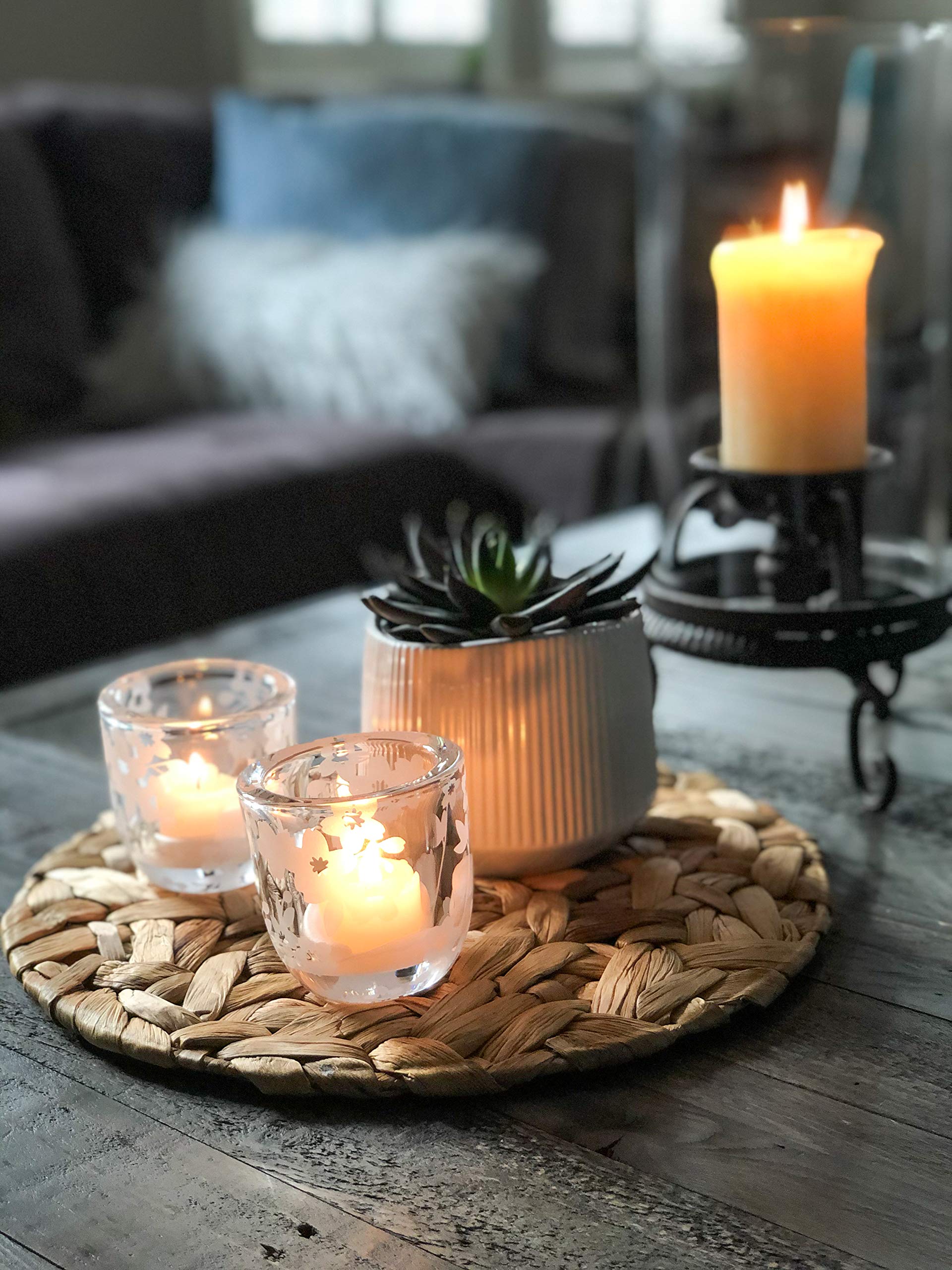 Eco-Friendly Cork & Leaf Oceana Natural Charger Plates for Rustic & Boho Table Decor | Elegant Dinner Plate Chargers for Wedding, Party & Holiday Dining Decorations | Sustainable Tableware for Farmhouse & Coastal Theme Events