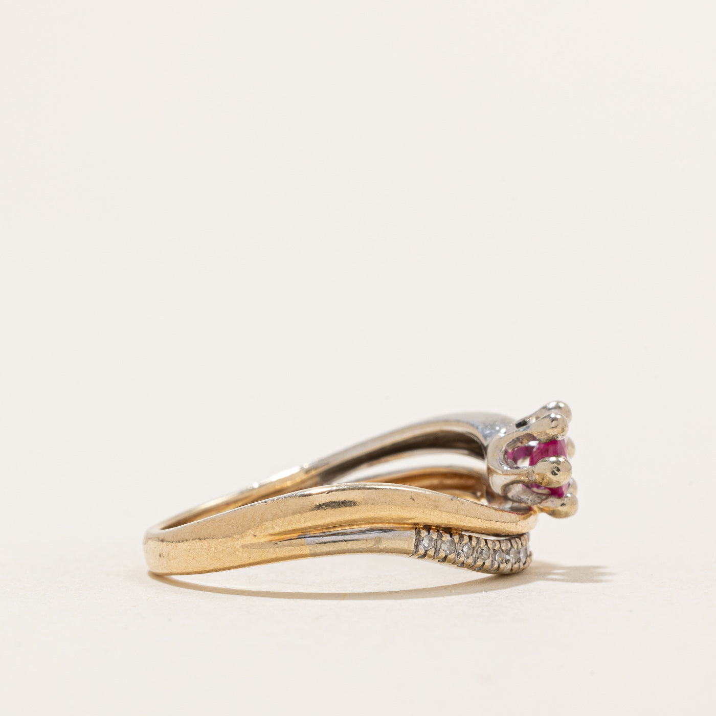 Exquisite Synthetic Ruby & Diamond Wave Ring - 0.50ct Ruby & 0.05ctw Diamonds - Size 7 - Elegant Jewelry for Women, Perfect for Weddings, Anniversaries & Special Occasions