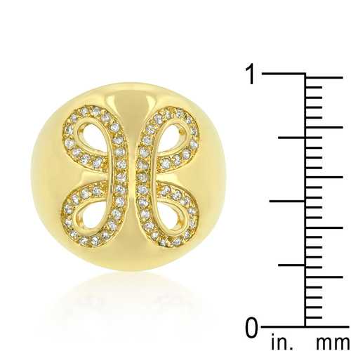 Golden Ribbon Cocktail Ring - Elegant Gold-Tone Statement Jewelry for Women | Perfect for Evening Parties, Weddings & Special Occasions
